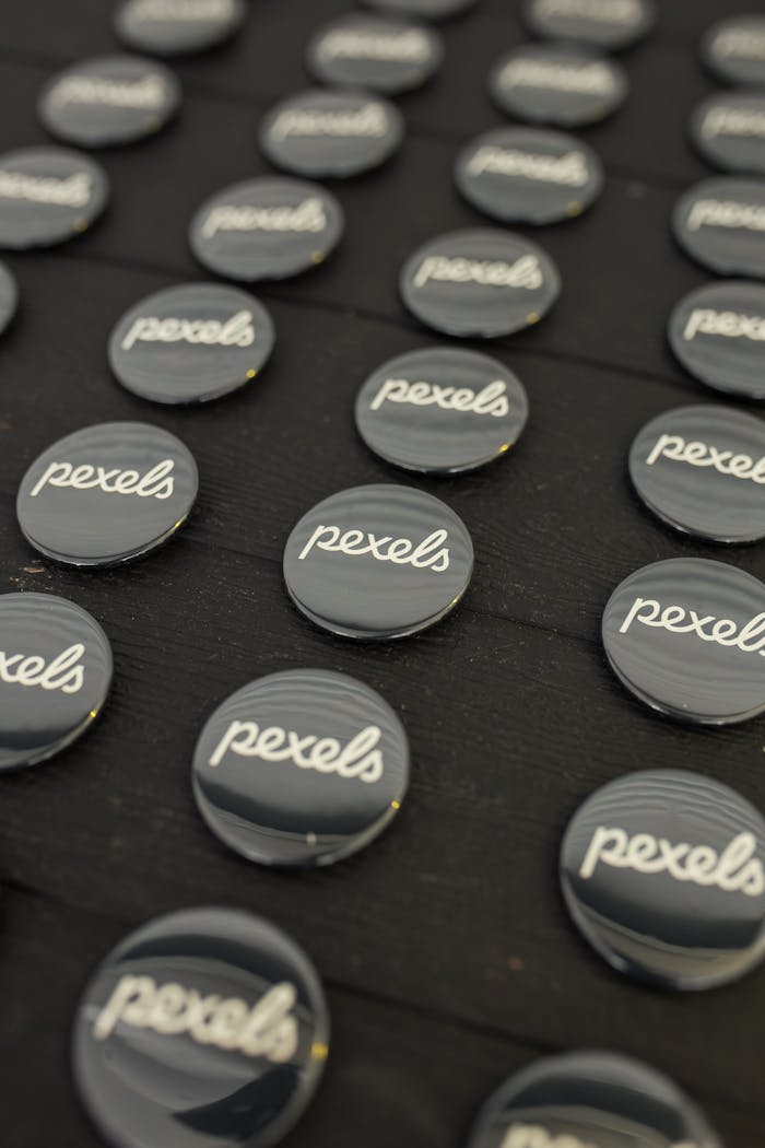 gallery-6 Rows of Pexels badges neatly arranged on a dark surface.